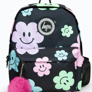 Hype Girls Iconic Black Happy Flower Backpack