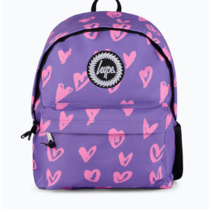 Hype Unisex Purple/Pink Glitter Scribble Hearts Backpack
