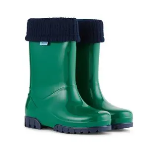 Roll Top Welly - Green/Navy