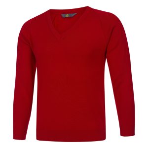 Plain Red V Neck Jumper