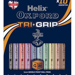 OXFORD TRI-GRIP PENS X10 ASSORTED COLOURS