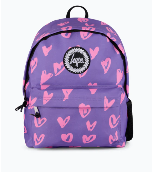 Hype Unisex Purple/Pink Glitter Scribble Hearts Backpack Smiths